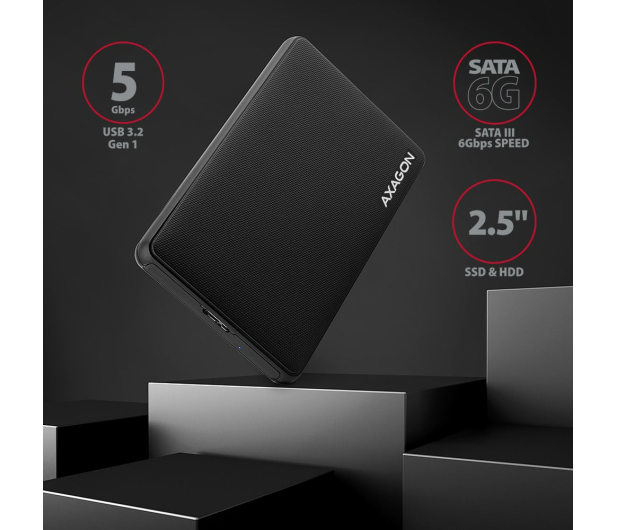 Axagon EE25-SL, USB 3.2 Gen 1 - SATA 6G, 2.5" SLIDE box, bezśrubowy - 1353406 - zdjęcie 3